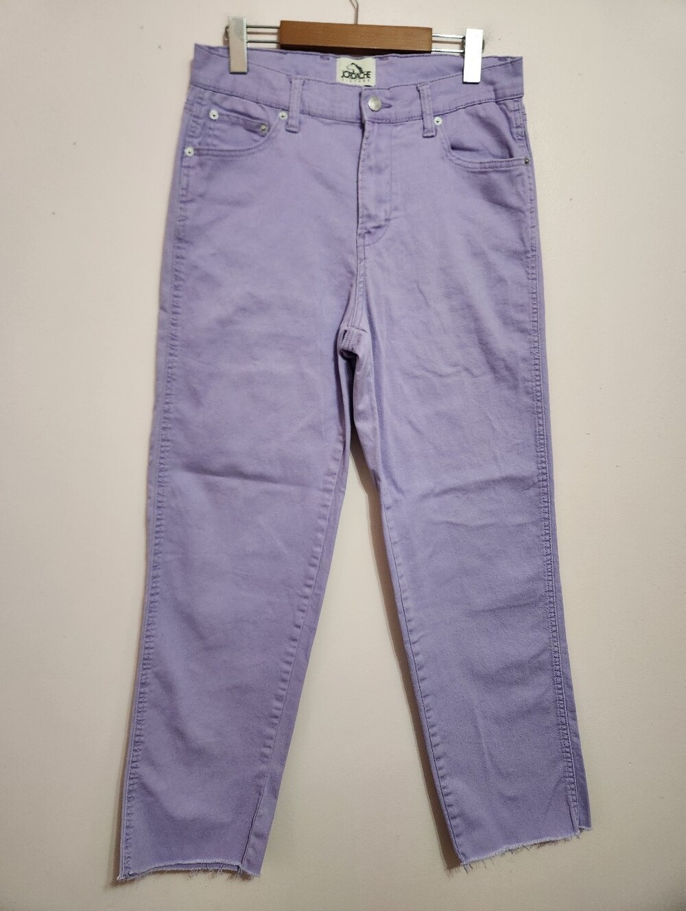 Jordache Vintage Pastel Purple Lilac Raw Hem High Rise Straight Jeans Size 8